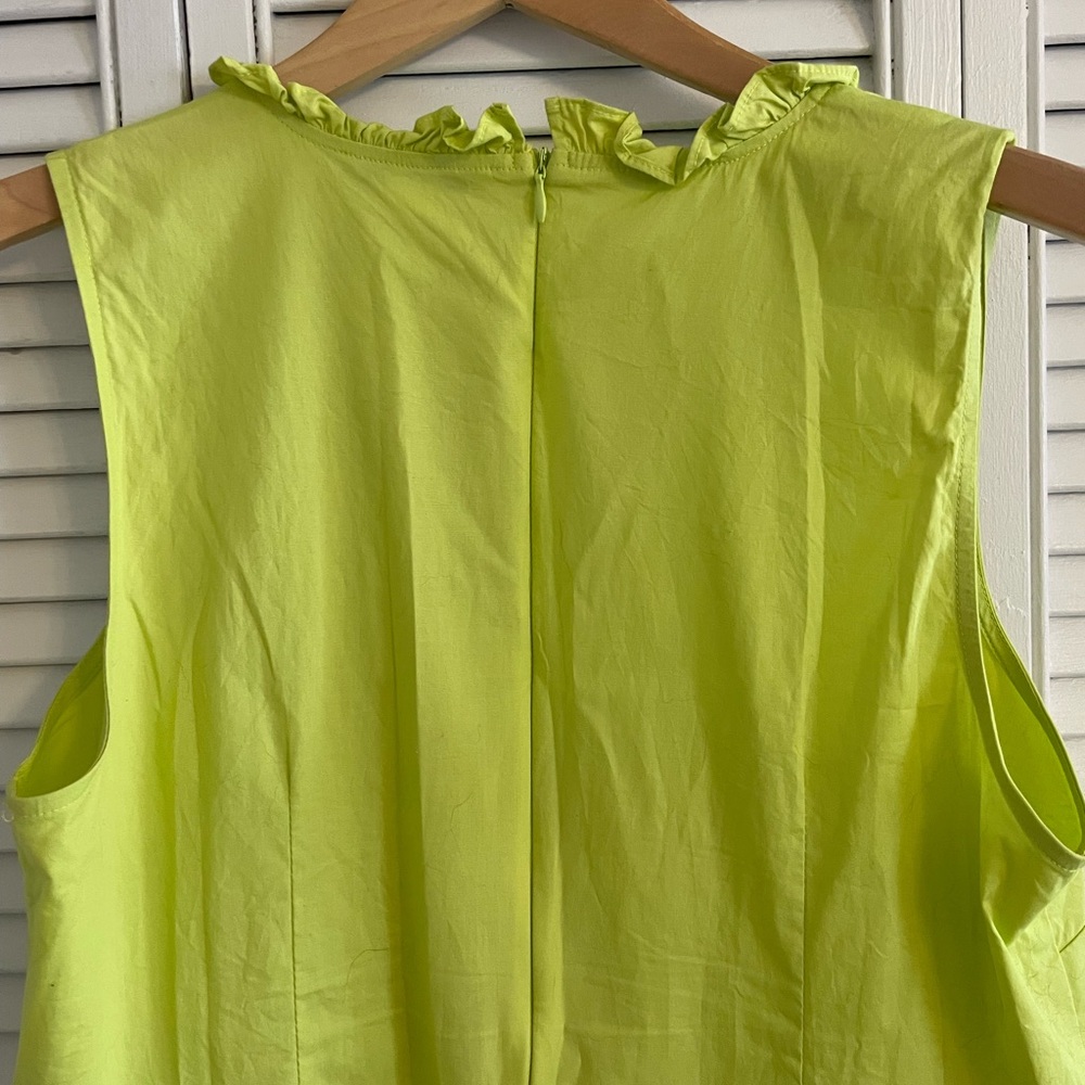 London Times Midi Tiered Dress, size 10, yellow chartreuse, with pockets! - Picture 4 of 7